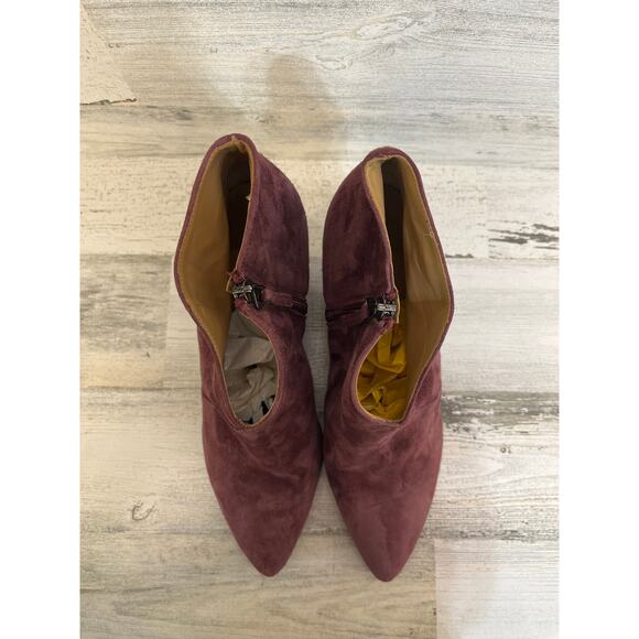 Massimo Matteo Red Burgundy Suede Heel Ankle Boot Womens 9 Italian Leather Sleek - Picture 6 of 10